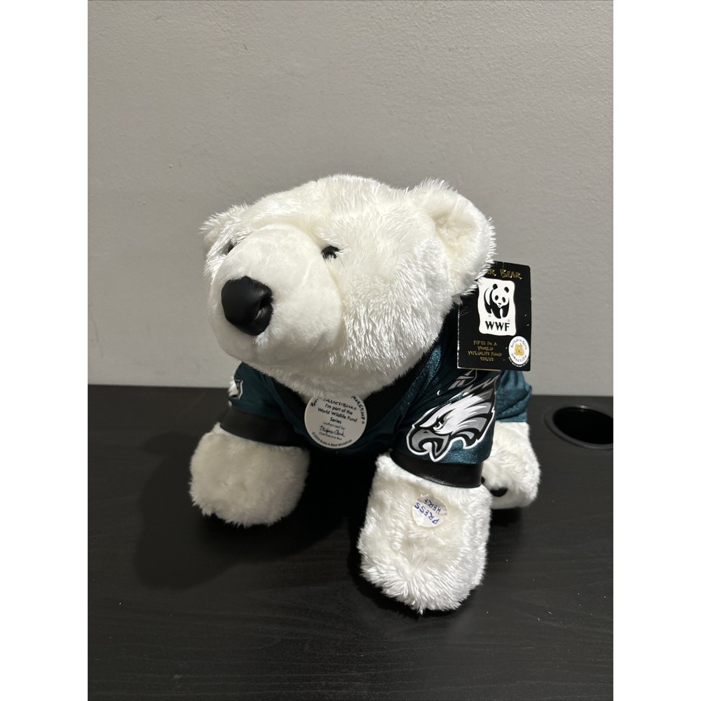 Vintage 2004 Build A Bear WWF Polar Bear New Eagles Jersey Owens 81 With Sound !